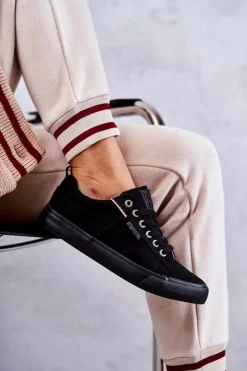 Sale Niskie Damskie Materiałowe Trampki Big Star KK274004 Czarne Damskie Trampki Damskie Big Star|Trampki Damskie Niskie