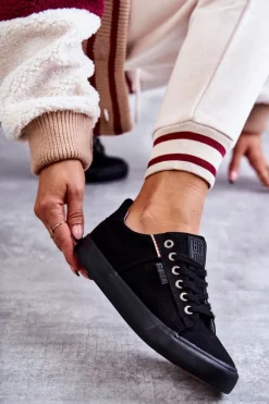 Sale Niskie Damskie Materiałowe Trampki Big Star KK274004 Czarne Damskie Trampki Damskie Big Star|Trampki Damskie Niskie