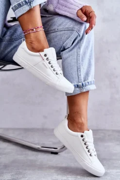 Trampki Damskie Big Star|Trampki Damskie Niskie>Big Star Shoes Niskie Damskie Skórzane Trampki Big Star KK274005 Białe Biały