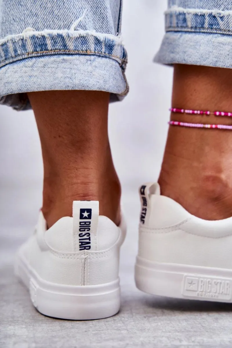 Trampki Damskie Big Star|Trampki Damskie Niskie>Big Star Shoes Niskie Damskie Skórzane Trampki Big Star KK274005 Białe Biały