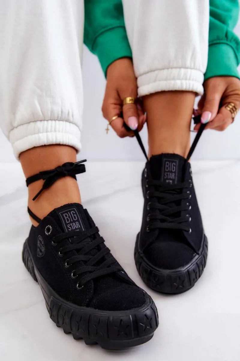 Trampki Damskie Big Star|Trampki Damskie Niskie>Big Star Shoes Niskie Damskie Tenisówki Big Star JJ274066 Czarne