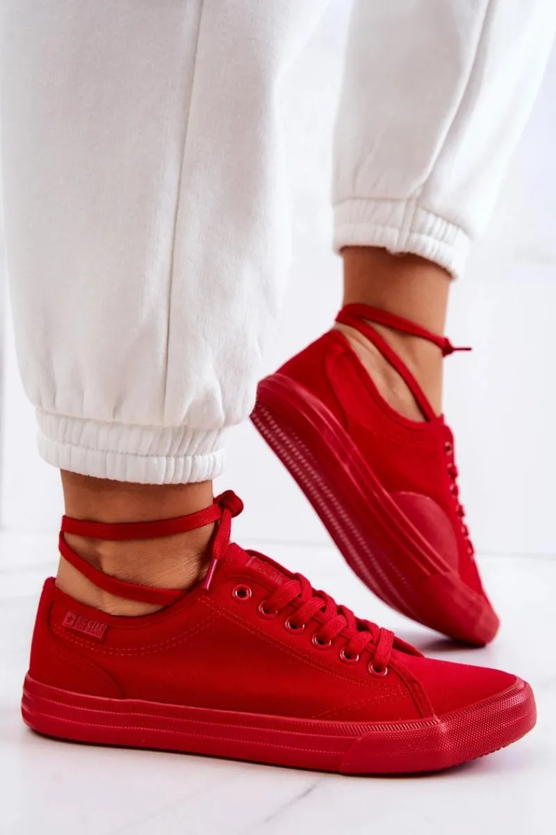 Sale Big Star Shoes Niskie Damskie Tenisówki Big Star JJ274068 Czerwone