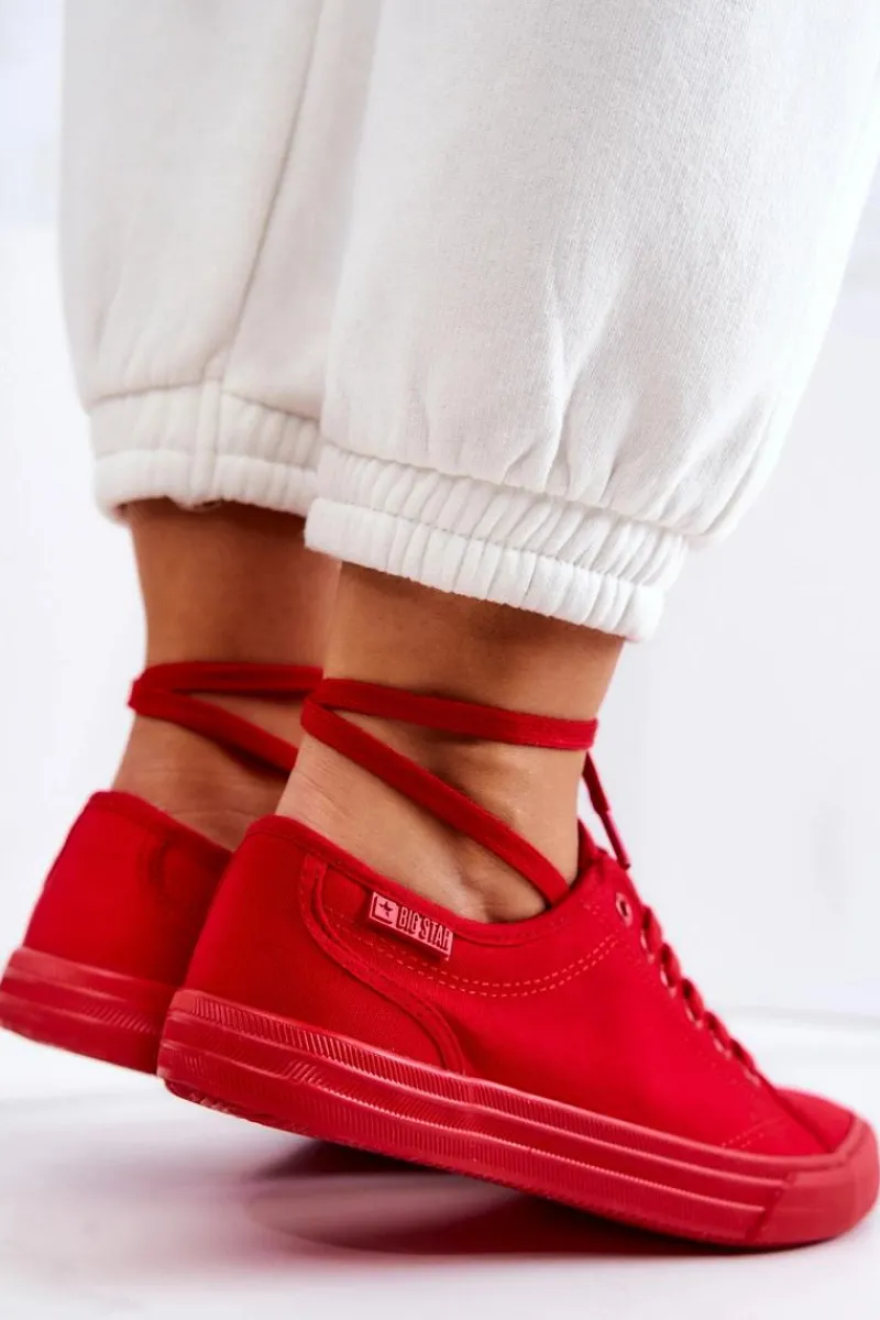 Sale Big Star Shoes Niskie Damskie Tenisówki Big Star JJ274068 Czerwone