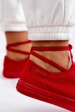 Sale Big Star Shoes Niskie Damskie Tenisówki Big Star JJ274068 Czerwone