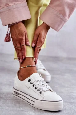 Discount Niskie Damskie Trampki Big Star KK274014 Białe Damskie Trampki Damskie Big Star|Trampki Damskie Niskie