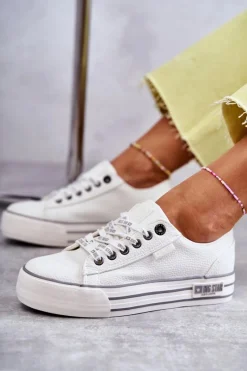 Discount Niskie Damskie Trampki Big Star KK274014 Białe Damskie Trampki Damskie Big Star|Trampki Damskie Niskie