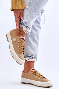 Hot Niskie Damskie Trampki Na Platformie LCW-23-44-1655L Beżowe Damskie Trampki Damskie Niskie