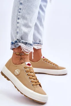 Hot Niskie Damskie Trampki Na Platformie LCW-23-44-1655L Beżowe Damskie Trampki Damskie Niskie