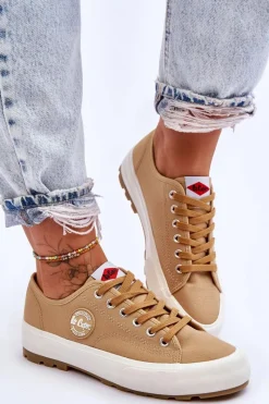 Hot Niskie Damskie Trampki Na Platformie LCW-23-44-1655L Beżowe Damskie Trampki Damskie Niskie