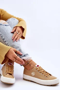 Hot Niskie Damskie Trampki Na Platformie LCW-23-44-1655L Beżowe Damskie Trampki Damskie Niskie