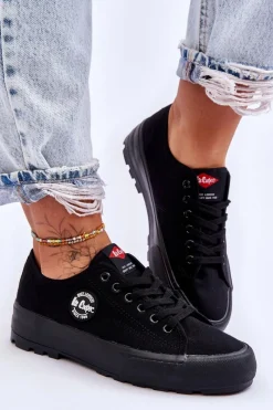 Outlet Lee Cooper Niskie Damskie Trampki Na Platformie LCW-23-44-1652L Czarne