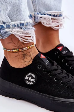 Outlet Lee Cooper Niskie Damskie Trampki Na Platformie LCW-23-44-1652L Czarne