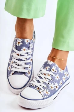 Trampki Damskie Niskie></noscript>Boto Niskie Damskie Trampki W Kwiaty Niebieskie Janey