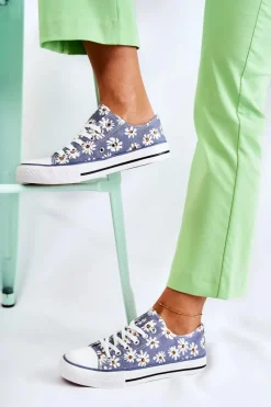 Trampki Damskie Niskie></noscript>Boto Niskie Damskie Trampki W Kwiaty Niebieskie Janey