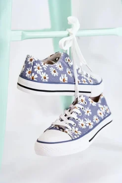 Trampki Damskie Niskie></noscript>Boto Niskie Damskie Trampki W Kwiaty Niebieskie Janey