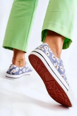 Trampki Damskie Niskie></noscript>Boto Niskie Damskie Trampki W Kwiaty Niebieskie Janey