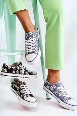 Trampki Damskie Niskie></noscript>Boto Niskie Damskie Trampki W Kwiaty Niebieskie Janey