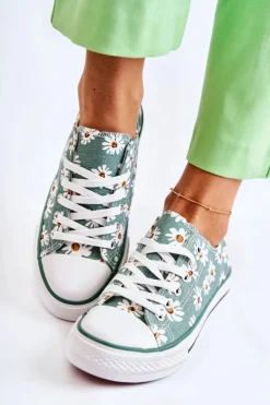 Hot Niskie Damskie Trampki W Kwiaty Zielone Janey Damskie Trampki Damskie Niskie