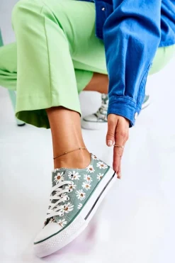 Hot Niskie Damskie Trampki W Kwiaty Zielone Janey Damskie Trampki Damskie Niskie