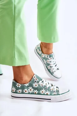Hot Niskie Damskie Trampki W Kwiaty Zielone Janey Damskie Trampki Damskie Niskie