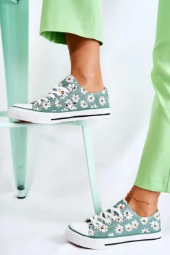 Hot Niskie Damskie Trampki W Kwiaty Zielone Janey Damskie Trampki Damskie Niskie