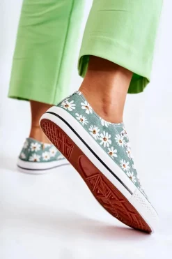 Hot Niskie Damskie Trampki W Kwiaty Zielone Janey Damskie Trampki Damskie Niskie