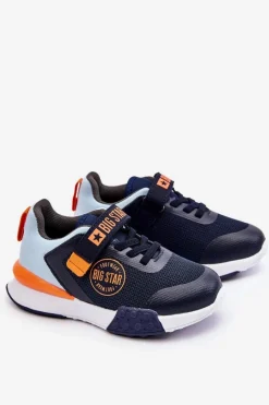 Back To School>Big Star Shoes Niskie Dziecięce Buty Sportowe Memory Foam System Big Star LL374215 Granatowe Niebieski