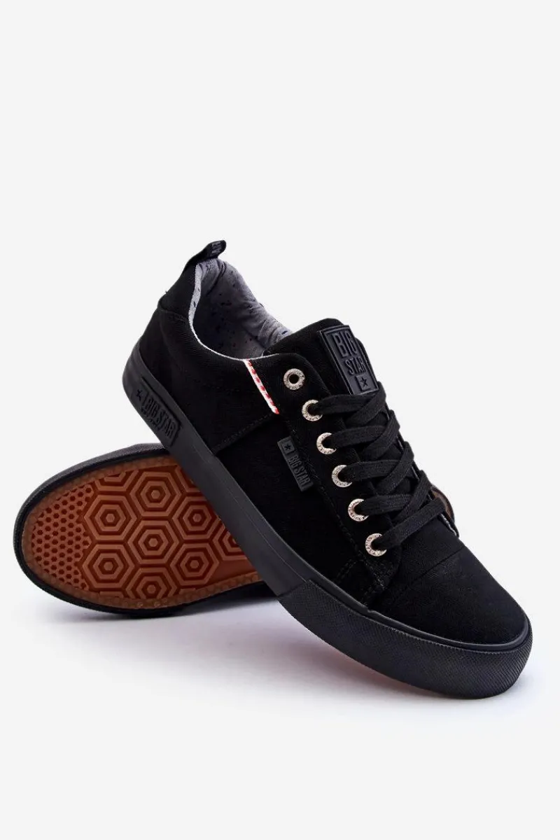 Outlet Niskie Męskie Materiałowe Trampki Big Star KK174002 Czarne Męskie Trampki Męskie Big Star|Trampki Niskie