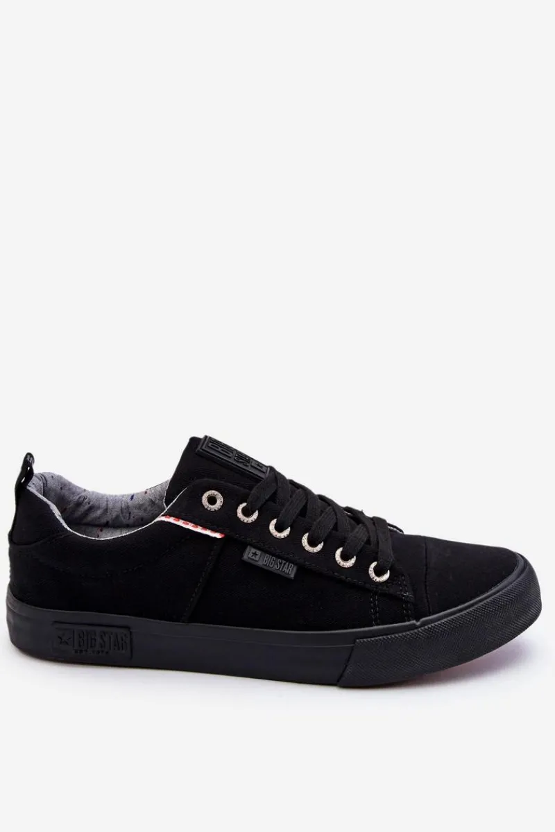 Outlet Niskie Męskie Materiałowe Trampki Big Star KK174002 Czarne Męskie Trampki Męskie Big Star|Trampki Niskie