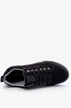 Outlet Niskie Męskie Materiałowe Trampki Big Star KK174002 Czarne Męskie Trampki Męskie Big Star|Trampki Niskie