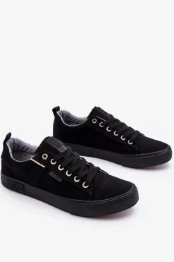 Outlet Niskie Męskie Materiałowe Trampki Big Star KK174002 Czarne Męskie Trampki Męskie Big Star|Trampki Niskie