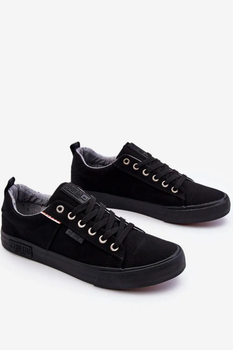 Outlet Niskie Męskie Materiałowe Trampki Big Star KK174002 Czarne Męskie Trampki Męskie Big Star|Trampki Niskie