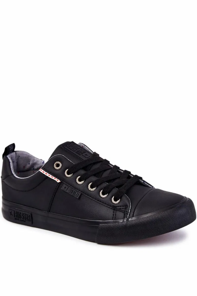 Trampki Męskie Big Star|Trampki Niskie>Big Star Shoes Niskie Męskie Skórzane Trampki Big Star KK174004 Czarne