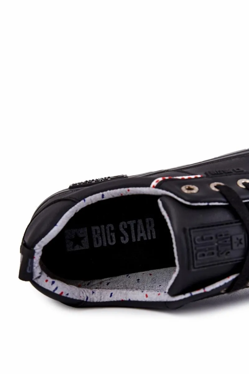 Trampki Męskie Big Star|Trampki Niskie>Big Star Shoes Niskie Męskie Skórzane Trampki Big Star KK174004 Czarne