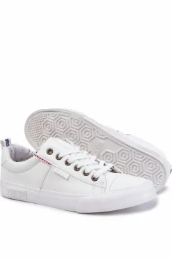 Hot Big Star Shoes Niskie Męskie Skórzane Trampki Big Star KK174003 Białe