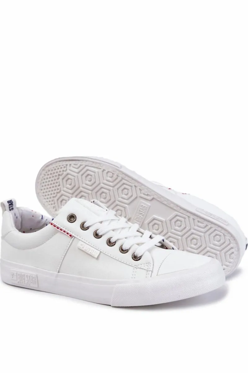 Hot Big Star Shoes Niskie Męskie Skórzane Trampki Big Star KK174003 Białe