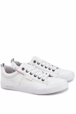 Hot Big Star Shoes Niskie Męskie Skórzane Trampki Big Star KK174003 Białe