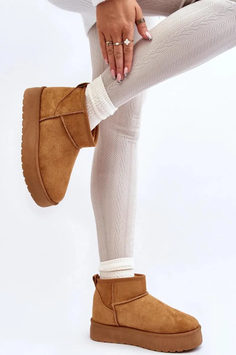 Śniegowce Damskie>Boto Niskie Śniegowce Damskie Na Platformie Camel Kallins