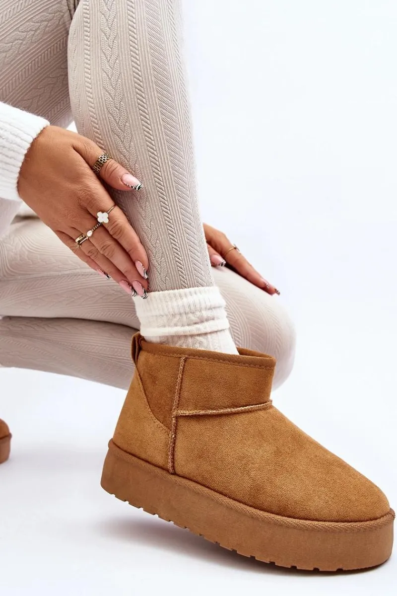 Śniegowce Damskie>Boto Niskie Śniegowce Damskie Na Platformie Camel Kallins