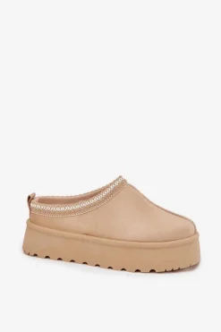 Śniegowce Damskie|Kapcie Klasyczne></noscript>Boto Niskie Śniegowce Damskie Z Haftem Na Platformie Jasnobeżowe Narirya Beżowy