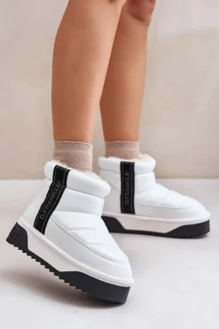 Outlet D.Franklin Niskie Śniegowce Na Grubej Podeszwie DFSH371011 Białe