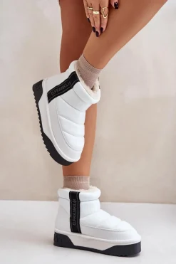 Outlet D.Franklin Niskie Śniegowce Na Grubej Podeszwie DFSH371011 Białe