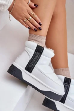 Outlet D.Franklin Niskie Śniegowce Na Grubej Podeszwie DFSH371011 Białe