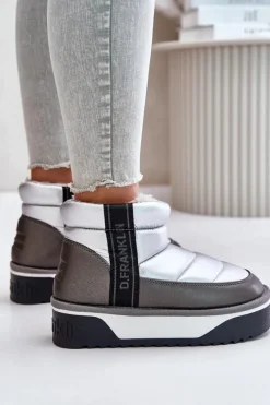 Sale D.Franklin Niskie Śniegowce Na Grubej Podeszwie DFSH371010 Srebrne Srebrny