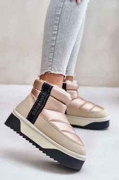 Best Niskie Śniegowce Na Grubej Podeszwie DFSH371010 Beżowe Damskie Śniegowce Damskie