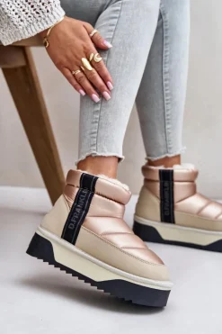 Best Niskie Śniegowce Na Grubej Podeszwie DFSH371010 Beżowe Damskie Śniegowce Damskie