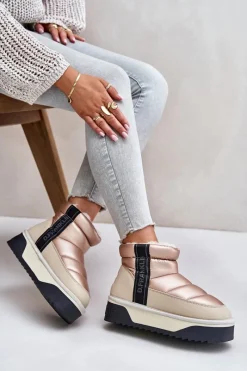 Best Niskie Śniegowce Na Grubej Podeszwie DFSH371010 Beżowe Damskie Śniegowce Damskie