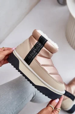 Best Niskie Śniegowce Na Grubej Podeszwie DFSH371010 Beżowe Damskie Śniegowce Damskie