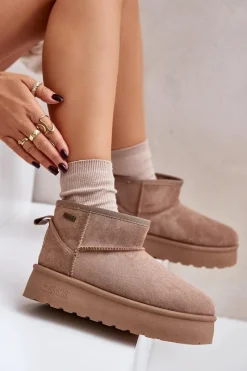 Best Big Star Shoes Niskie Śniegowce Na Platformie Big Star OO274A100 Beżowe Beżowy