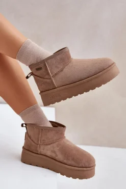 Best Big Star Shoes Niskie Śniegowce Na Platformie Big Star OO274A100 Beżowe Beżowy